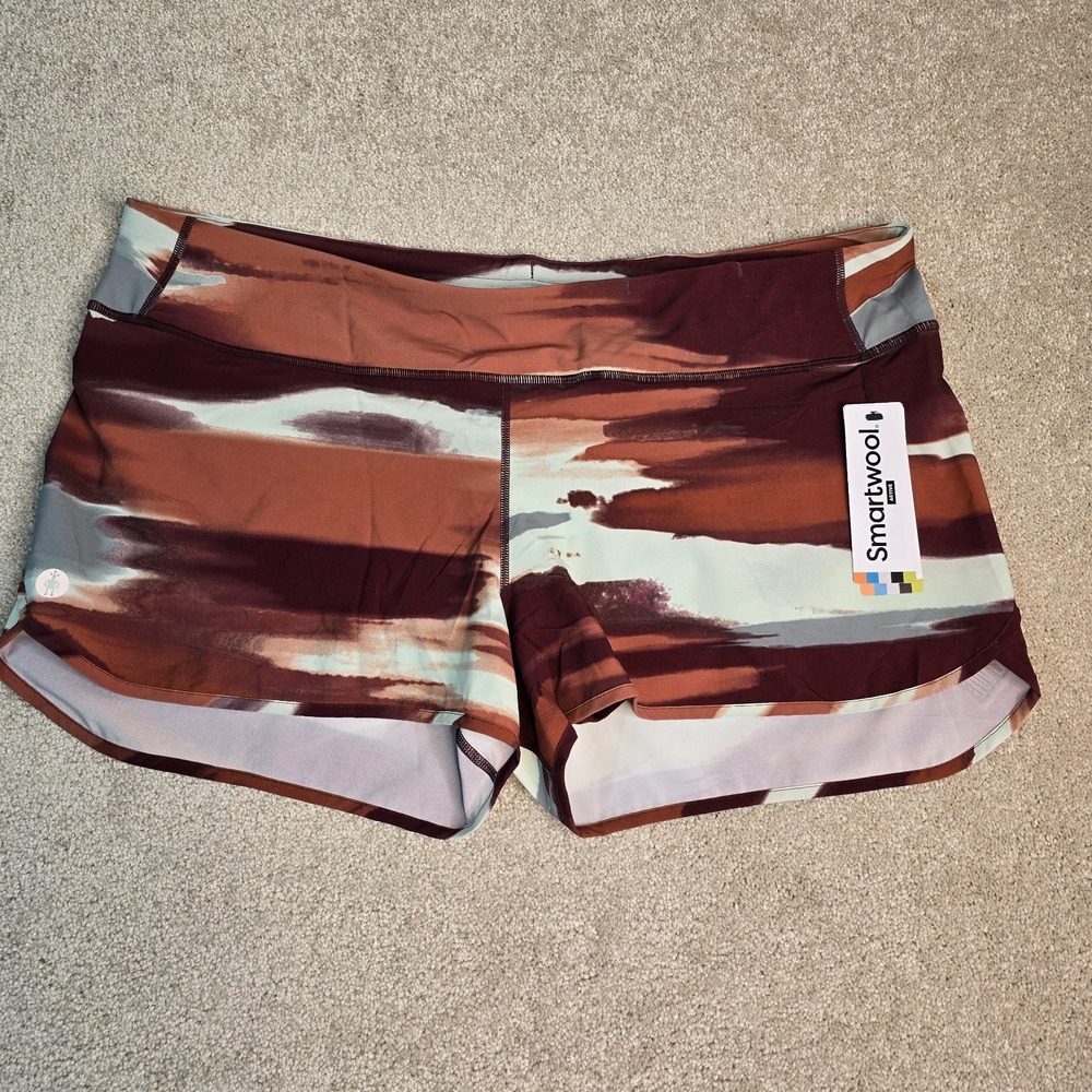 Smartwool Active Lined Shorts Womens XL Black Cherry Horizon Colorful NWT $60.00